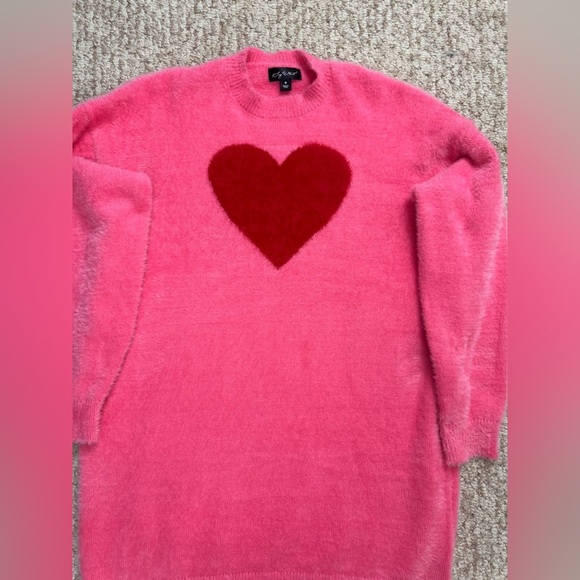 Say What Pink Heart Sweater Size Medium. - Picture 3 of 11
